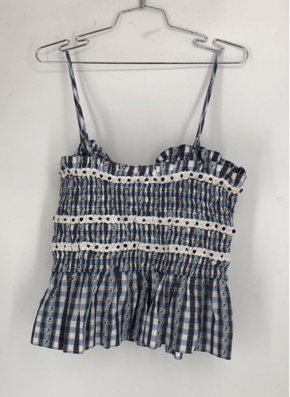 NWT Damson Madder Women's Blue Plaid Camisole Blouse - Size 12