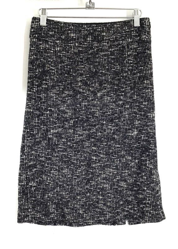 Banana Republic Women's Black White Tweed Italian Fabric Cotton Wool Skirt Sz 2