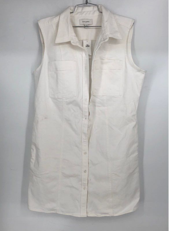 NWT Banana Republic Women&#39;s White Sleeveless Shirt Dress - Size L