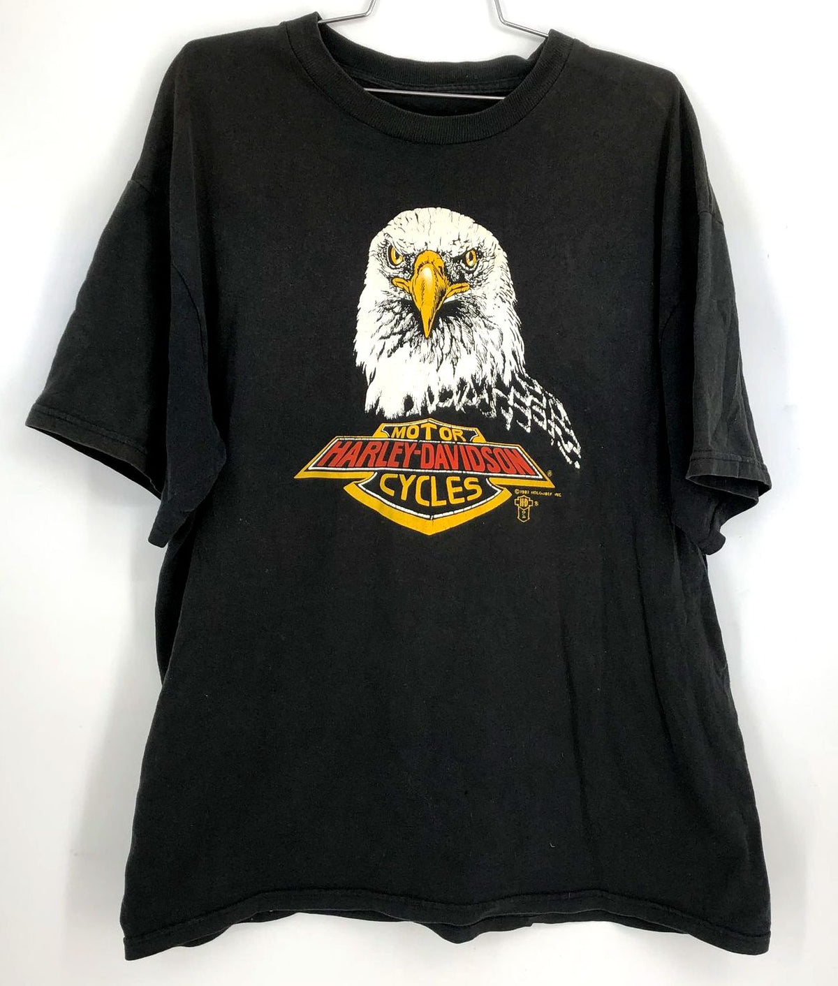 Vintage 1987 Harley-Davidson Holoubek Black T-shirt w/ Eagle/Shield Logo - Sz XL