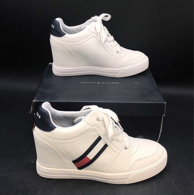 Tommy Hilfiger Delsia White Wedge High Top Fashion Sneakers Women's Size 10