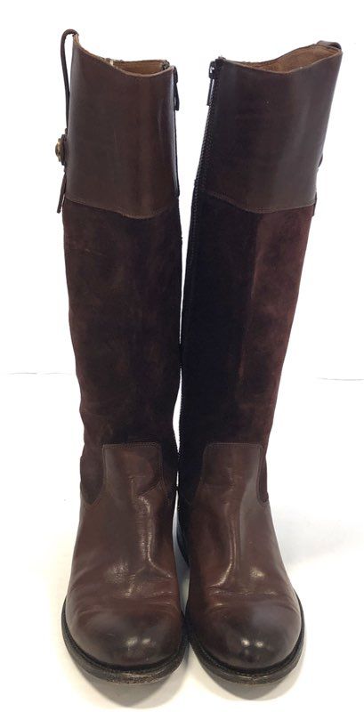 Frye Melissa Button Redwood Leather Suede Equestrian Boots Womens Size 8 B