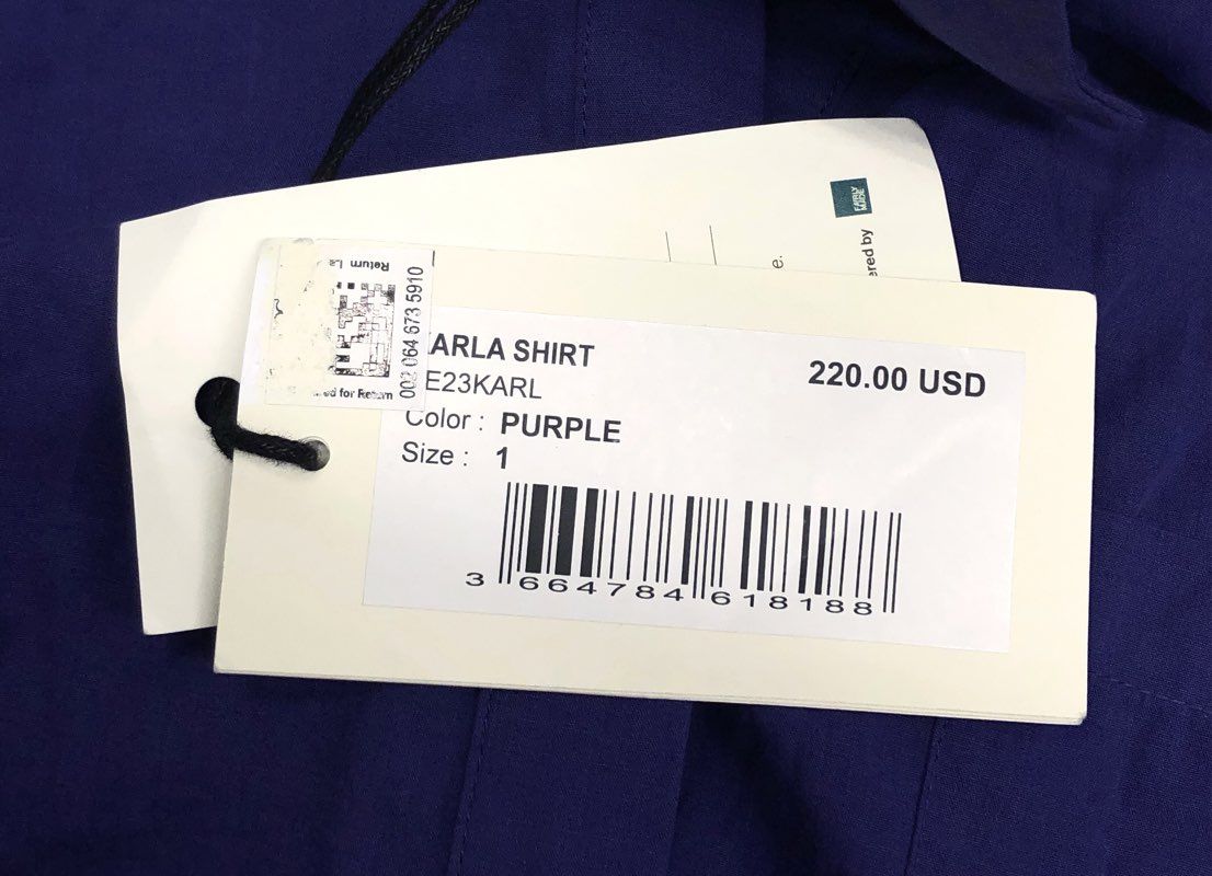 BA&SH Women's Purple Karla Shirt Long Sleeve Button Down Pocket Sz 1 NWT