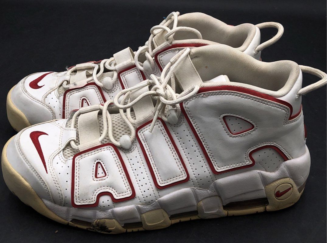 Nike Air More Uptempo White Varsity Red Basketball Shoes Size 11