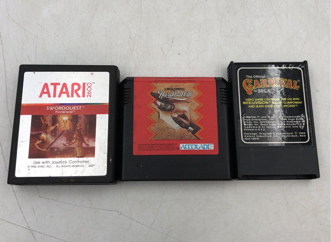 Atari 2600 Home Console, Swordquest Fireworld And More Video Games Mixed Lot