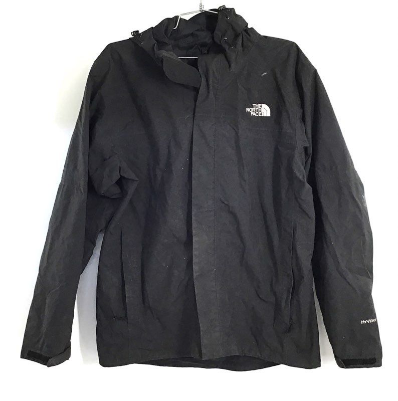 The North Face Men's Black HyVent Hooded Waterproof Rain Jacket Shell Sz M