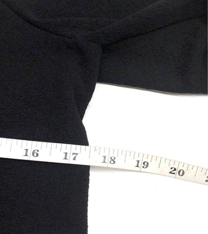 Madewell Women's Black Square Neck Puff Sleeve Textured Crepe Blouse Top Sz XS