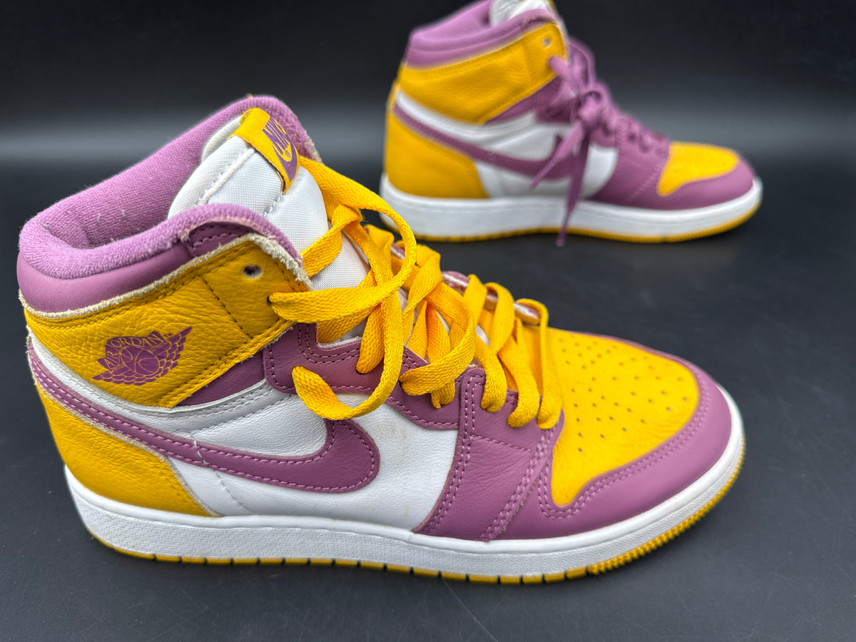 Nike Air Jordan 1 Retro High OG Brotherhood University Gold Purple Size 6Y COA