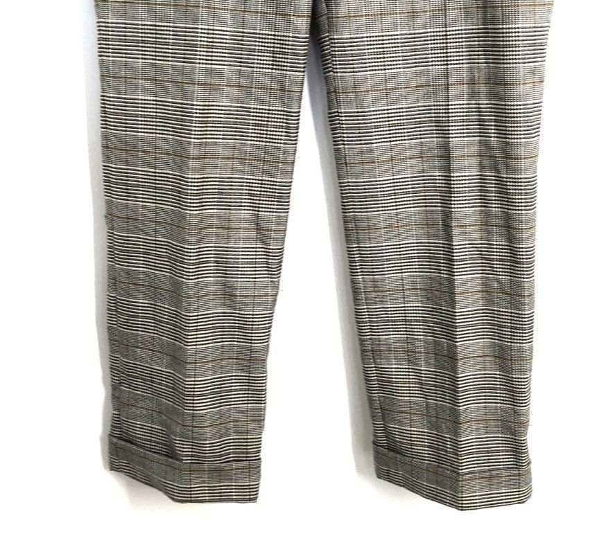 Zara Woman Women's Trousers Grey Brown Glen Check Plaid Cuffed Straight Leg Sz 4