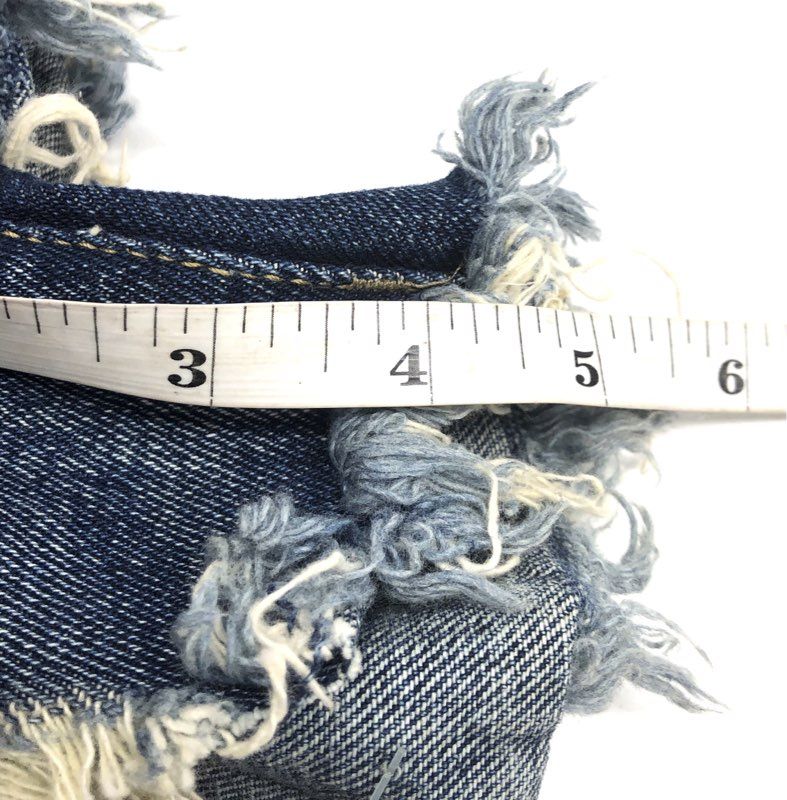 (ban-jara) Women's Blue Distressed Denim Shorts High Rise Frayed Hems Sz 1/24
