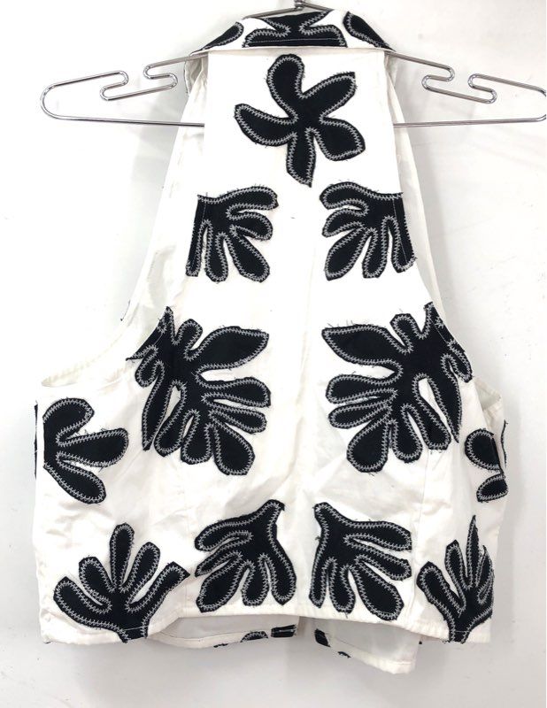 NWT Pilcro Women's White Black Cropped Blouse - Size 8