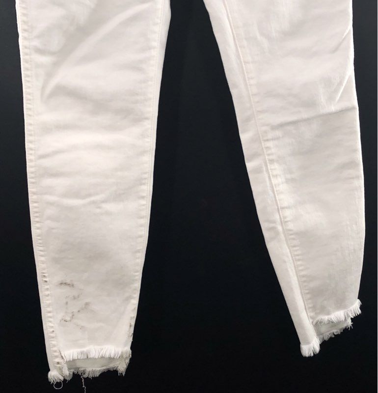 Madewell Women's White 10" High-Rise Skinny Button Fly Frayed Hem Jeans Size 26