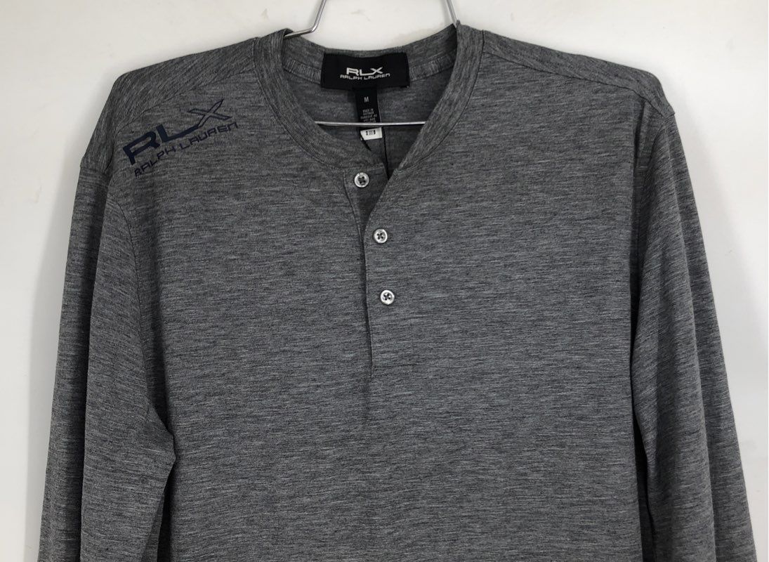 RLX Ralph Lauren Men's Gray Long Sleeve Performance Henley Shirt Sz M NWT