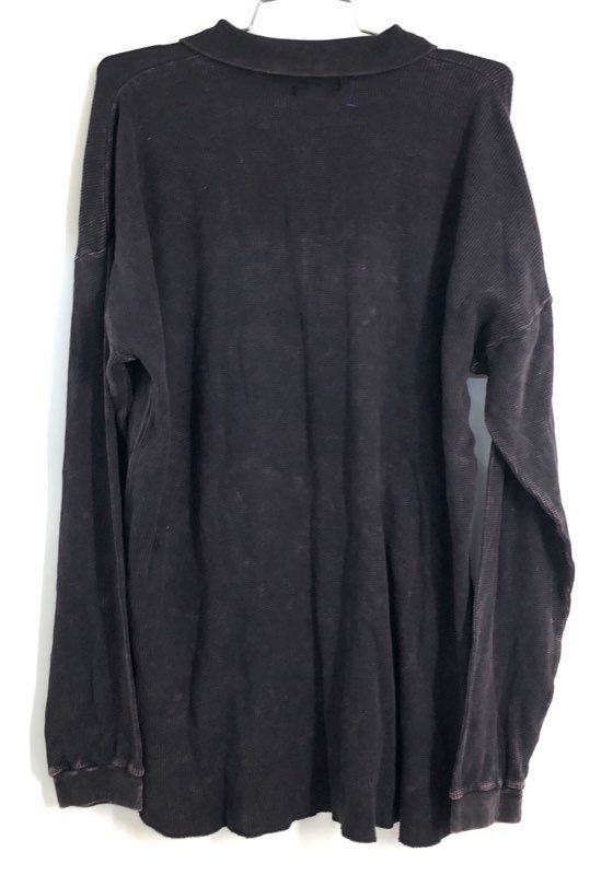 Fitigues Men's Black Long Sleeve Waffle Knit Three Button Polo NWT Size L