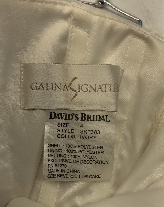 Galina Signature Women's Ivory Strapless Sequin Slim Wedding Dress Gown NWT Sz 4