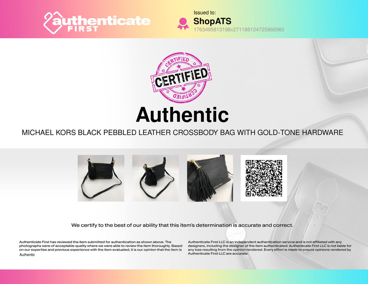 Michael Kors Black Pebbled Leather Crossbody Bag with Gold-Tone Hardware (+COA)