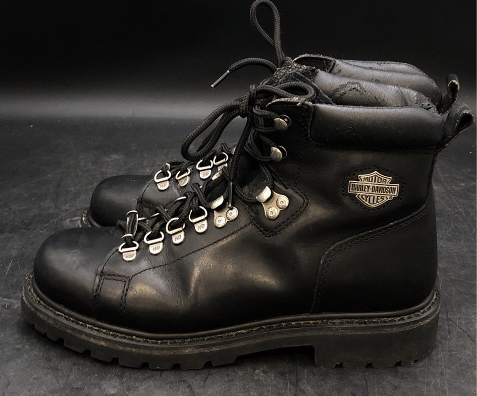 Harley-Davidson 91616 Black Leather Motorcycle Hiker Boots Men's Size 8