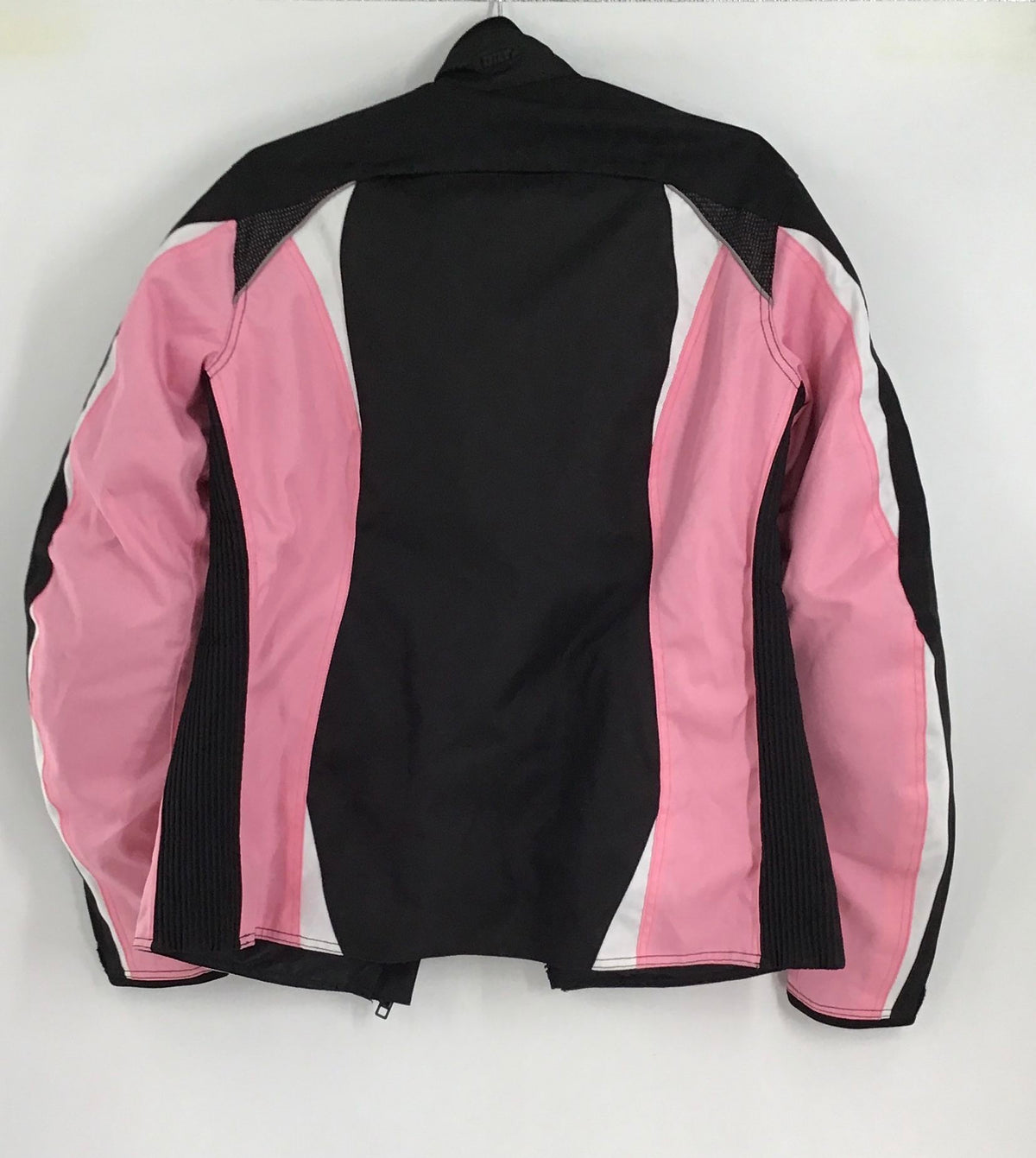 Bilt Women&#39;s Black Pink Collared Full Zip Motorcycle Jacket - Size Large