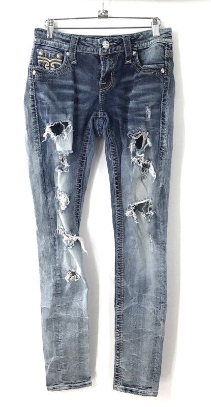 Rock Revival Women's Arda S Skinny Jeans Distressed Ripped Flap Pocket 26x32