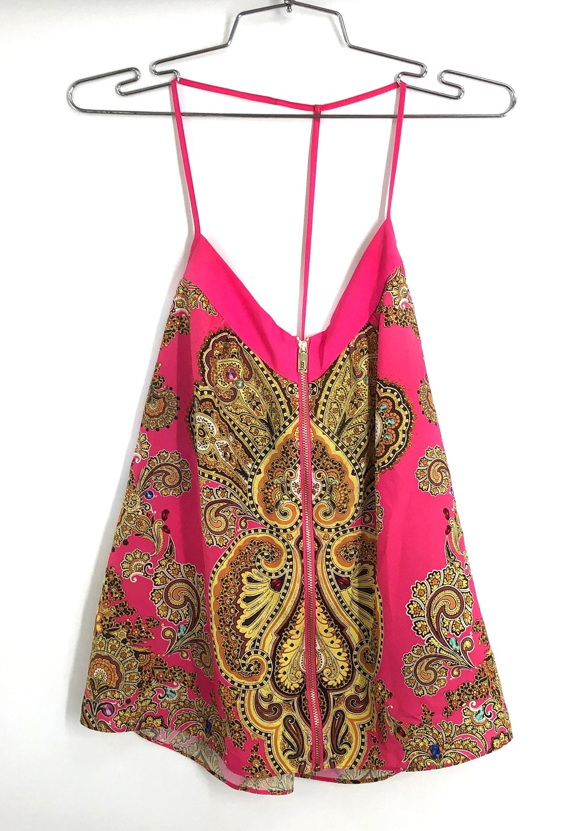 Ted Baker Women's Bright Pink Hevea Jewel Paisley Zip Front Cami Sz S NWT