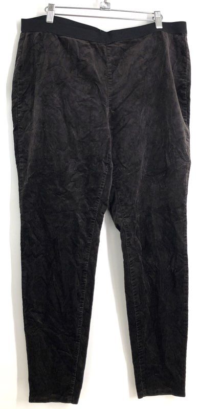Eileen Fisher Women's Charcoal Gray Fine Wale Corduroy Pull On Pants Sz L