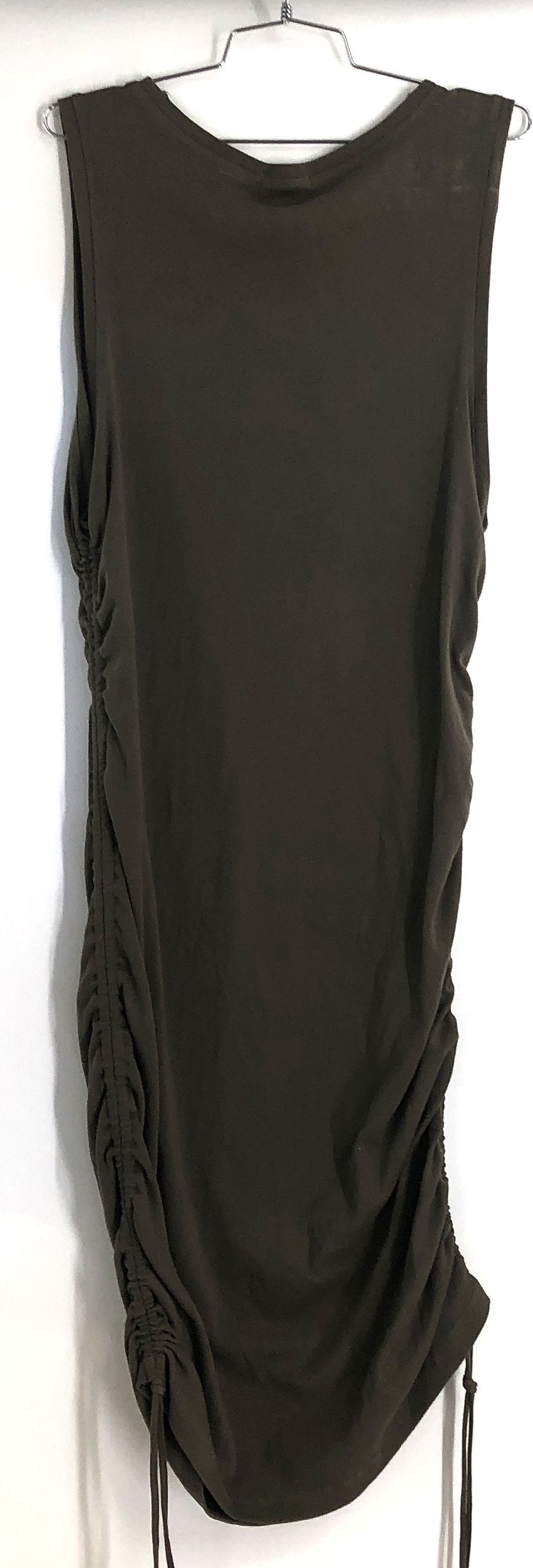 Good American Women's Sea Turtle Green Organic Cotton Ruched Tank Dress Sz 7 NWT