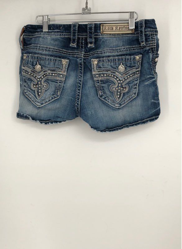 Rock Revival Women&#39;s Blue Polina Medium Wash Denim Easy Cut-Off Shorts - Size 28