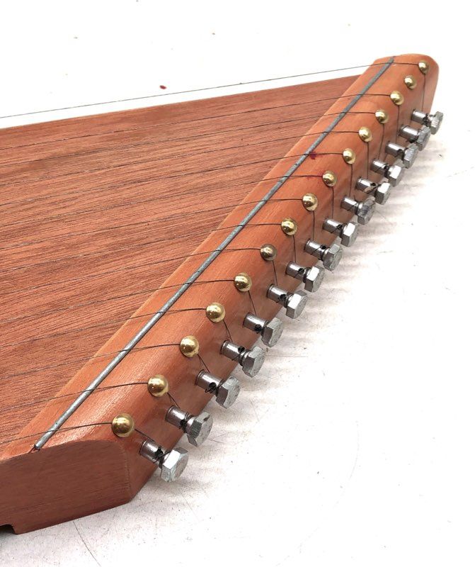 Vintage 15-String Lap Harp Plucked Psaltery Zither Mahogany Finish Wood