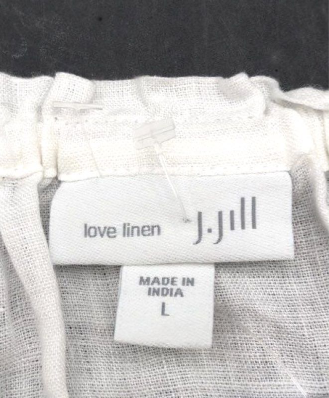 J. Jill Women's Love Linen Embroidered Floral Peasant Blouse White Multi Sz L