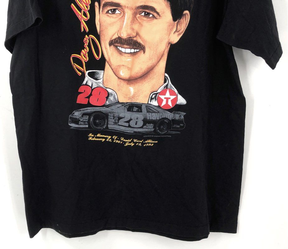 Vintage 1993 Davey Allison NASCAR Memorial T-Shirt Single Stitch USA Made XL