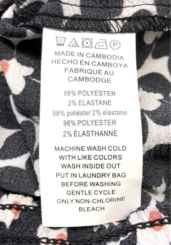 Michael Kors Women's Sangria Floral Smocked Blouse Black White Sz M NWT