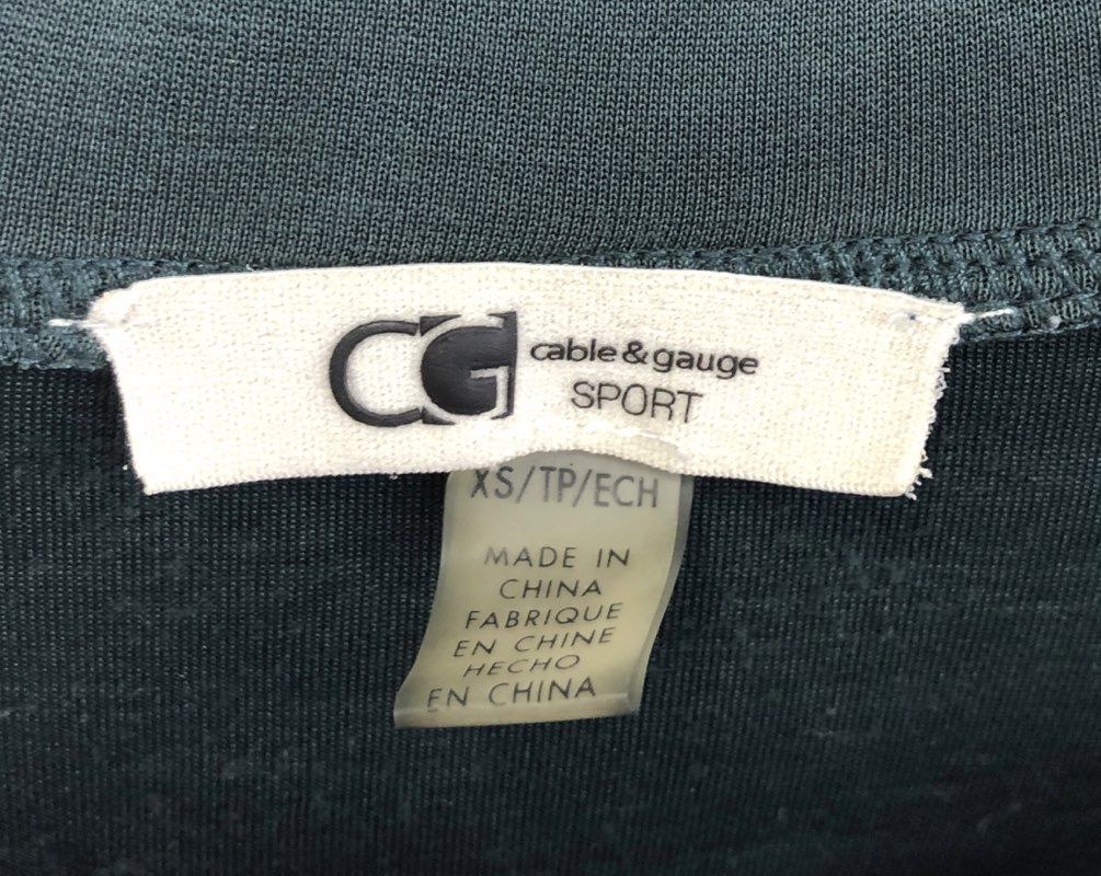 Cable & Gauge Sport Women's Green Modal Blend V-Neck Pullover Top Sz XS