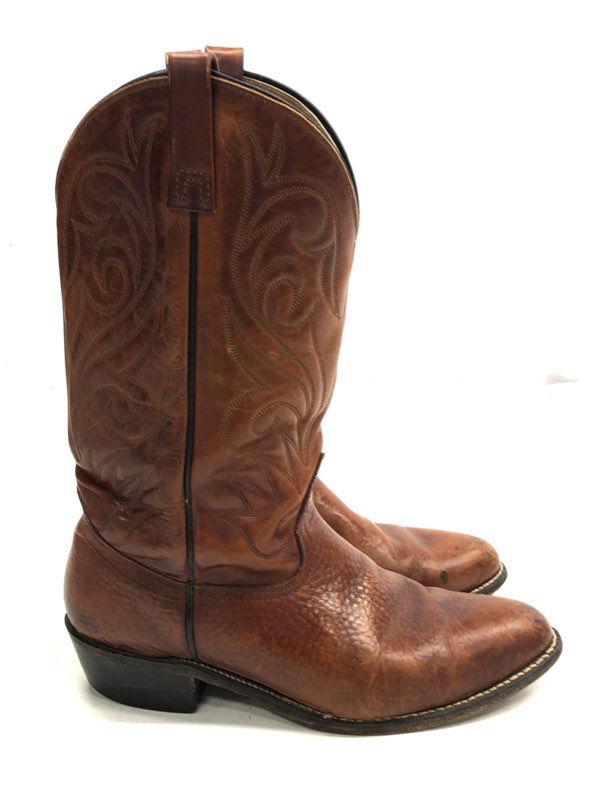 Vintage Tony Lama Cognac Brown Leather Western Cowboy Boots Men's Size 10C