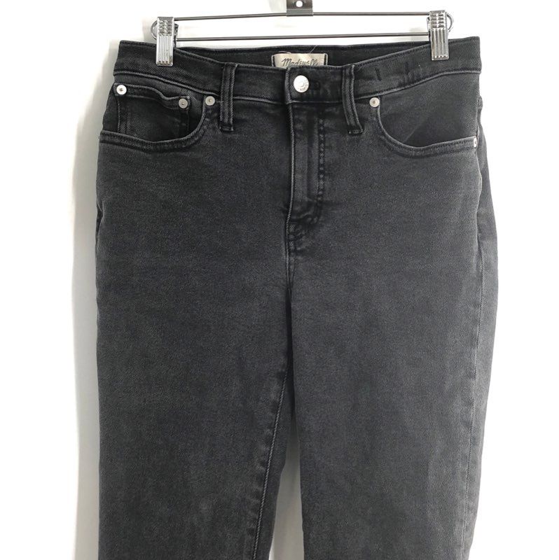 Madewell Women's Mid-Rise Kick Out Jeans Faded Black Stretch Denim Size 27