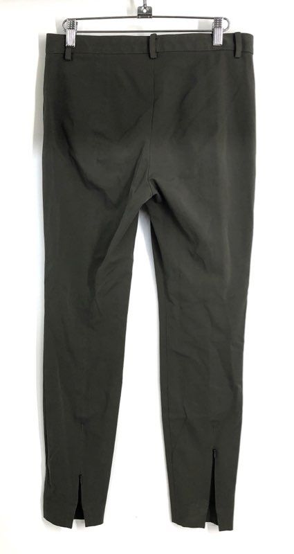 Women's Olive Green Slim Ankle Pants Trousers Center Seam Ankle Zip