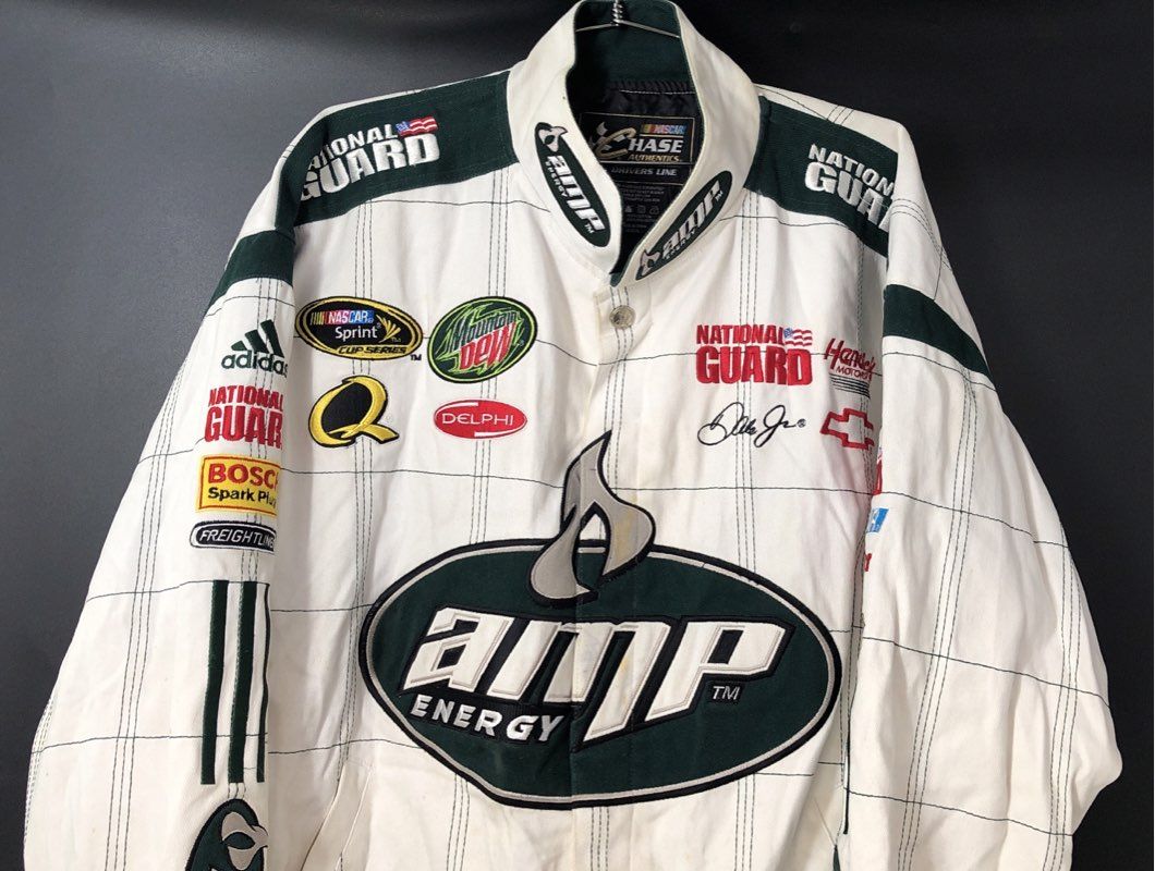 Chase Authentics Dale Jr #88 NASCAR Jacket White Green Amp Energy Mens XL