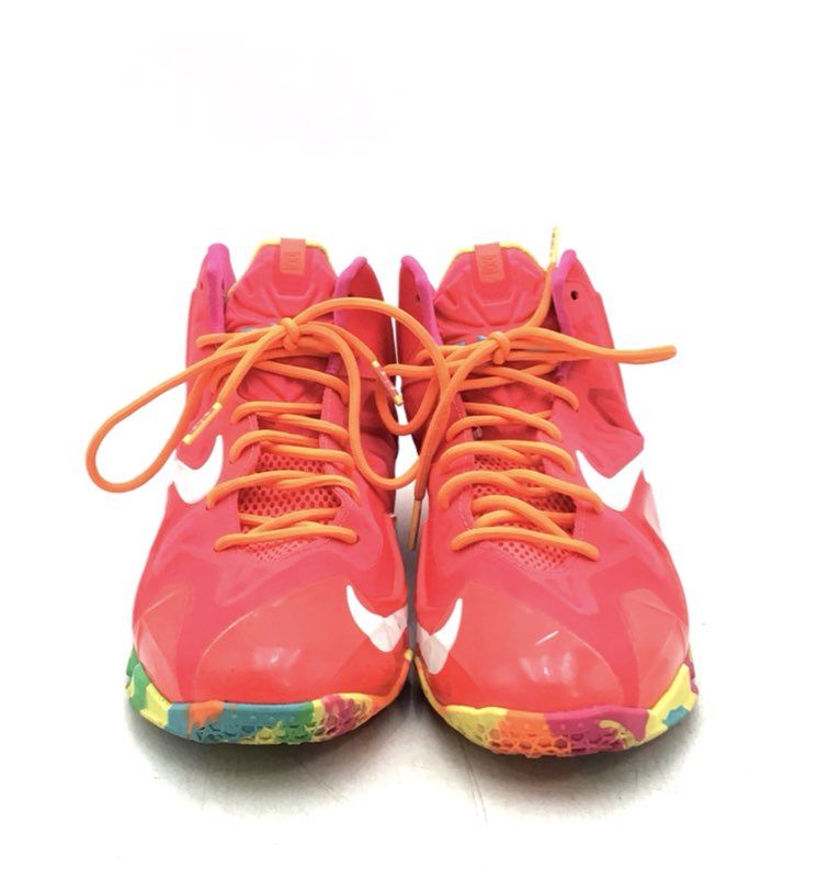 Nike Girls LeBron 11 GS 621712-600 Pink Mid-Top Basketball Shoes - Size 7