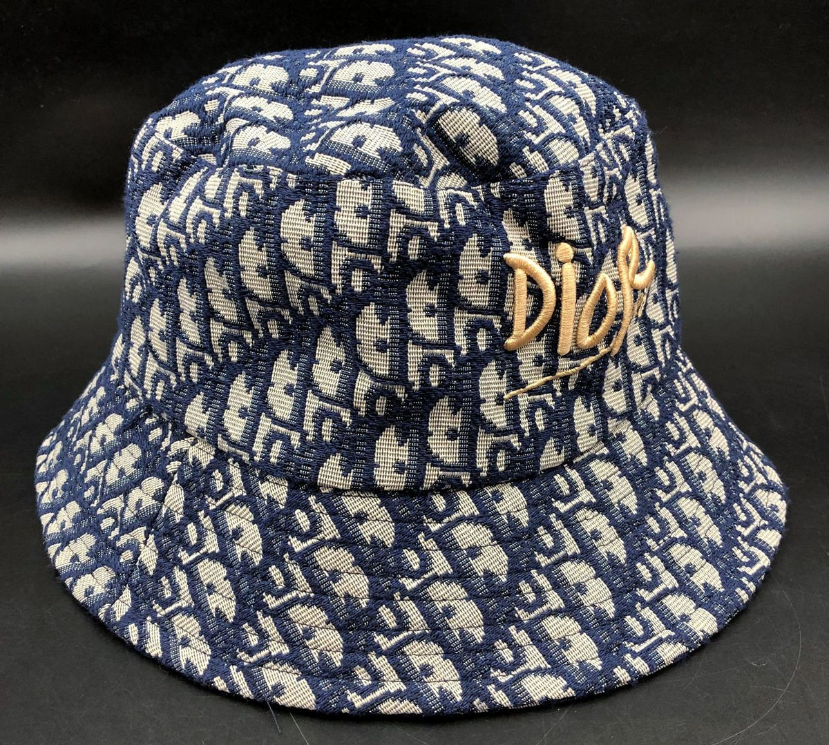 Christian Dior Women's Navy Blue Oblique Monogram Canvas Bucket Hat OS