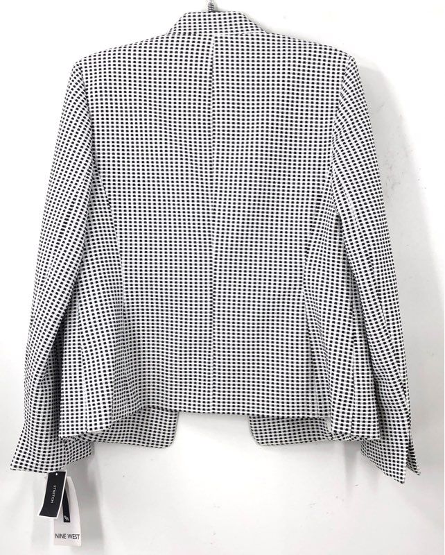 NWT Nine West Women's Black White Check Blazer - Size M