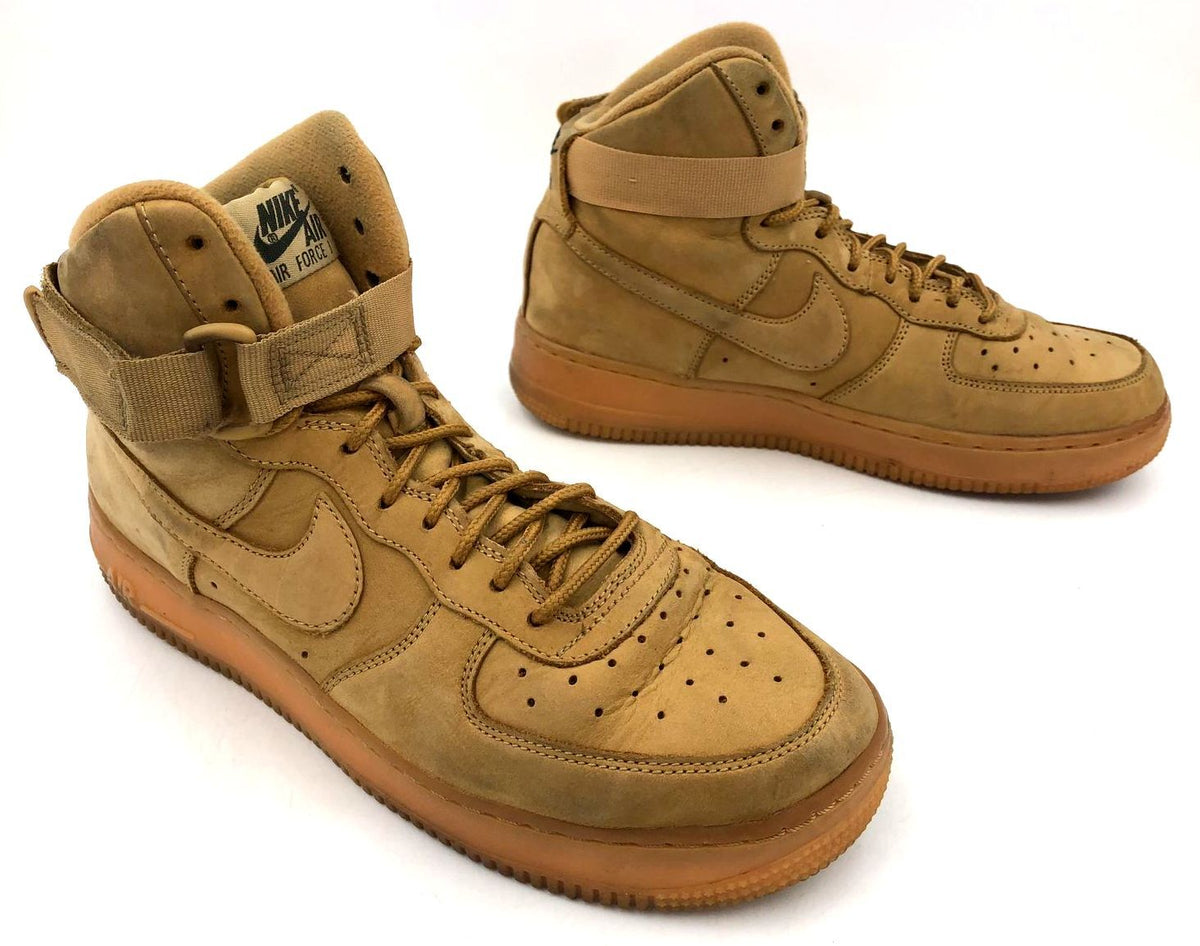 Nike Air Force 1 High LV8 GS 'Flax' Tan Suede Athletic Sneakers - Size 7Y (+COA)