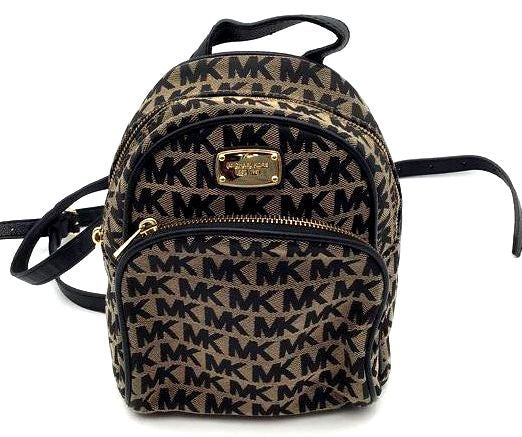 Michael Kors Small Brown/Black Signature Canvas Backpack w/ Leather Trim (+COA)