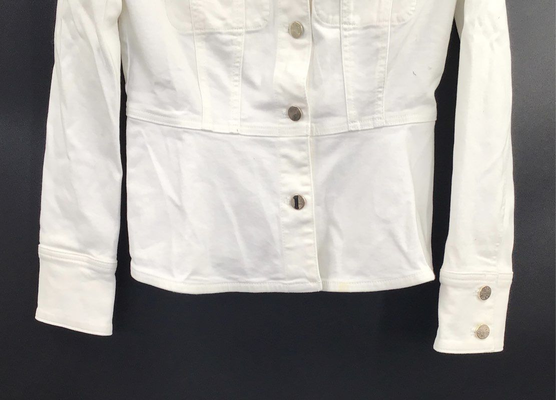 White House Black Market Women's White Denim Peplum Jacket Sz XXS NWT