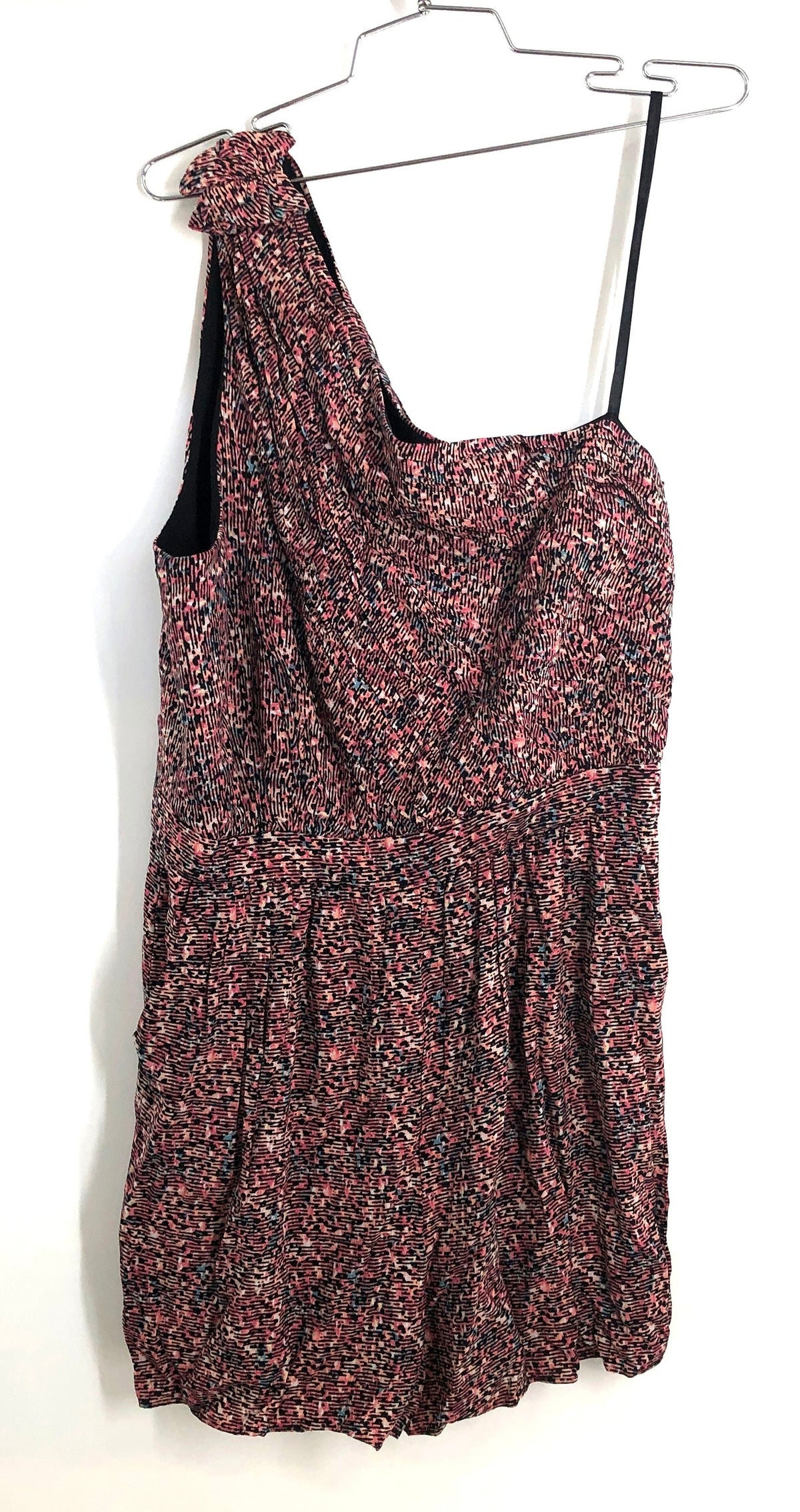 BCBGeneration Women's Pink Blue Abstract One Shoulder Mini Dress NWT Size 12