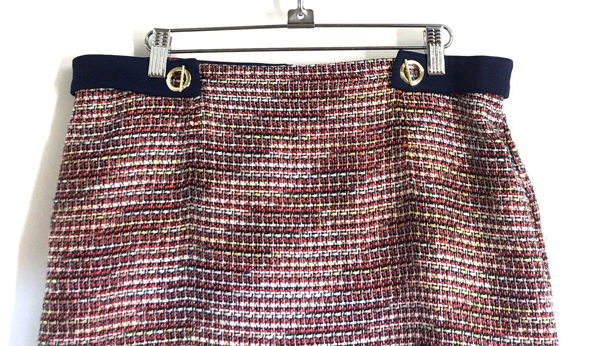Laundry by Shelli Segal Women's Multi Boucle Tweed Fringed Mini Skirt Sz 10