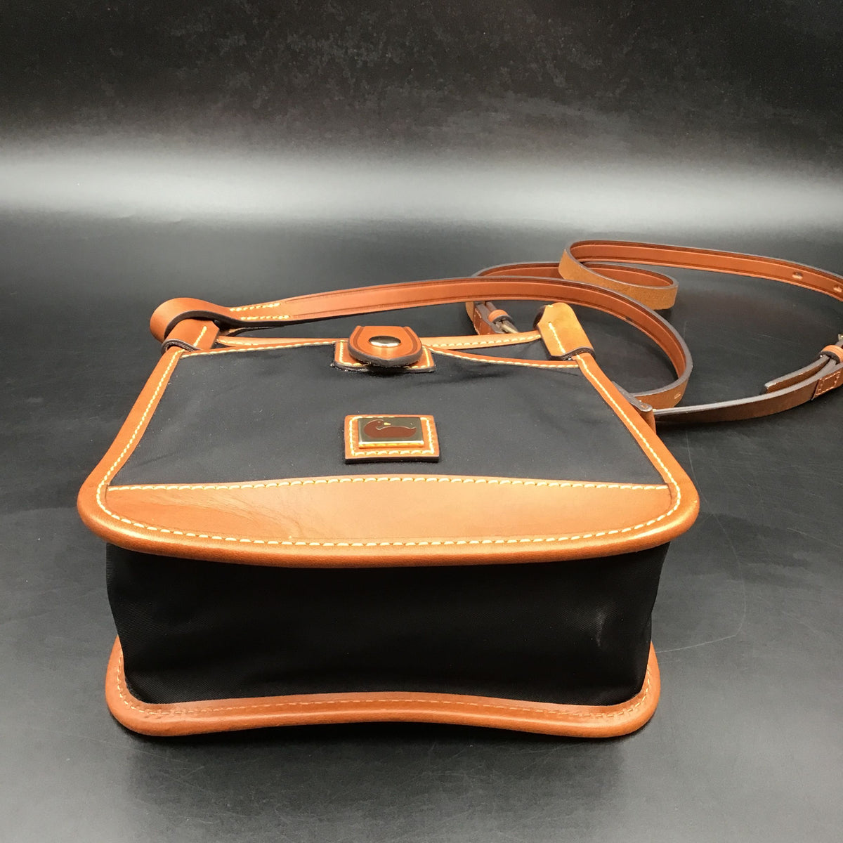 Dooney & Bourke Black\Brown Nylon\Leather 'Letter Carrier' Crossbody Bag (+COA)