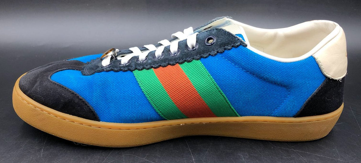 Gucci G74 Nylon 'Bright Blue' Men's Sneakers with Web Stripes - Size 43 (+COA)