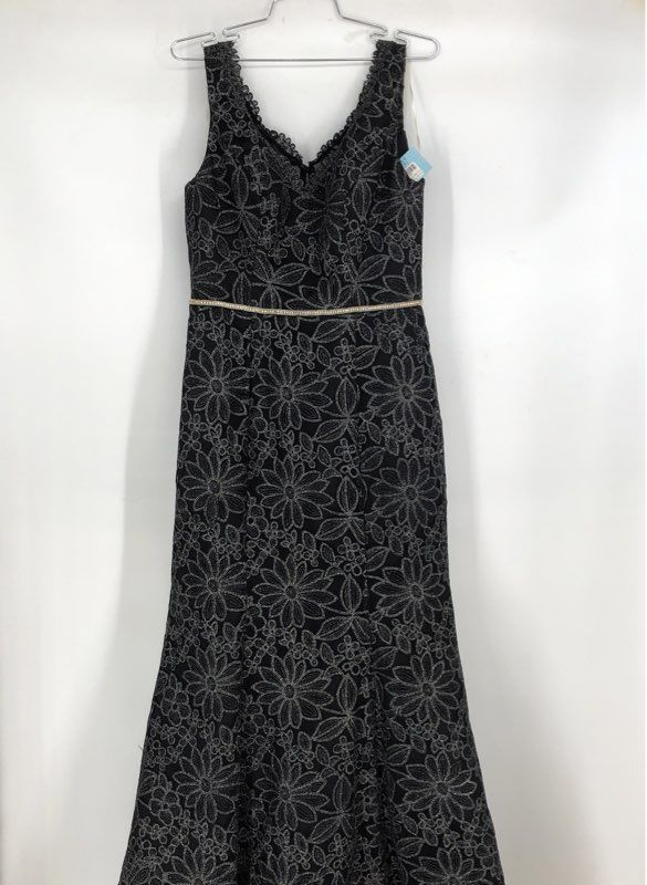 NWT JS Collections Women's Black Floral Gown Dress - Size 8