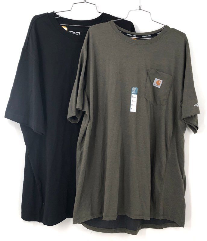 NWT Carhartt Men's Black Green K87-M Cotton T-Shirt - Size XL Lot Of 2