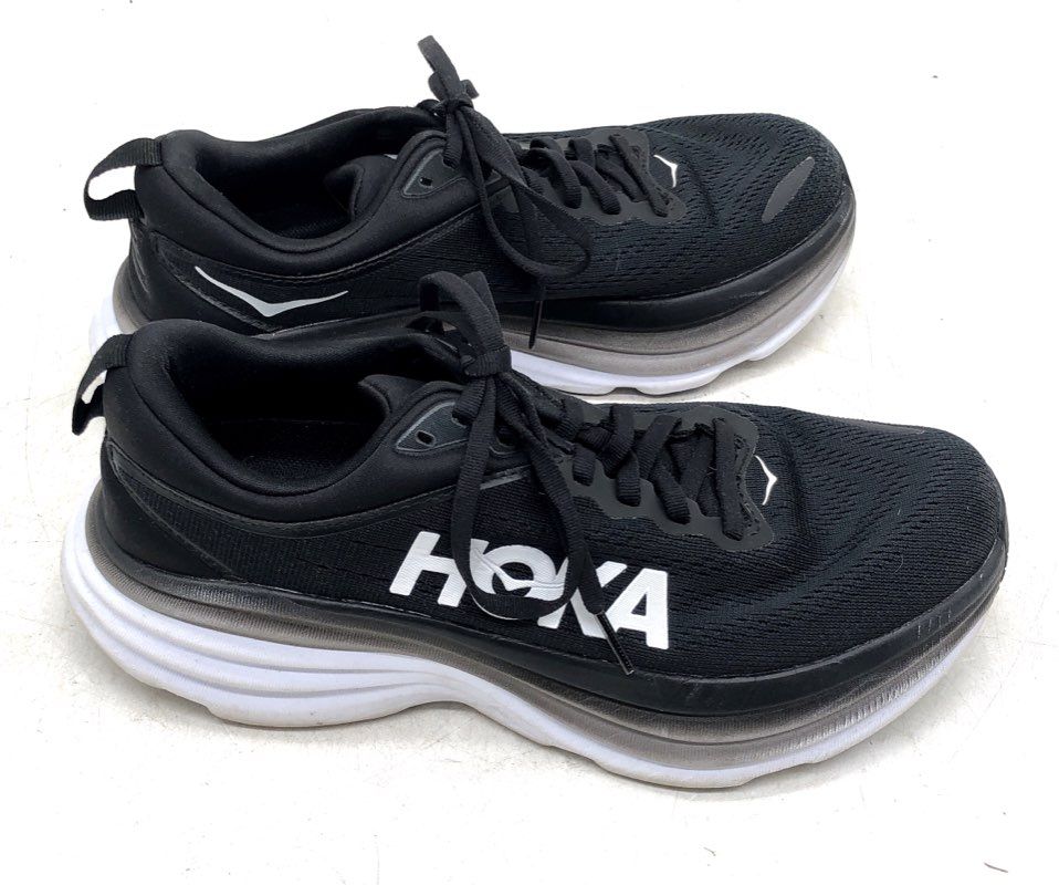 Hoka One One Bondi 8 Black White Women's Running Shoes Size 8.5