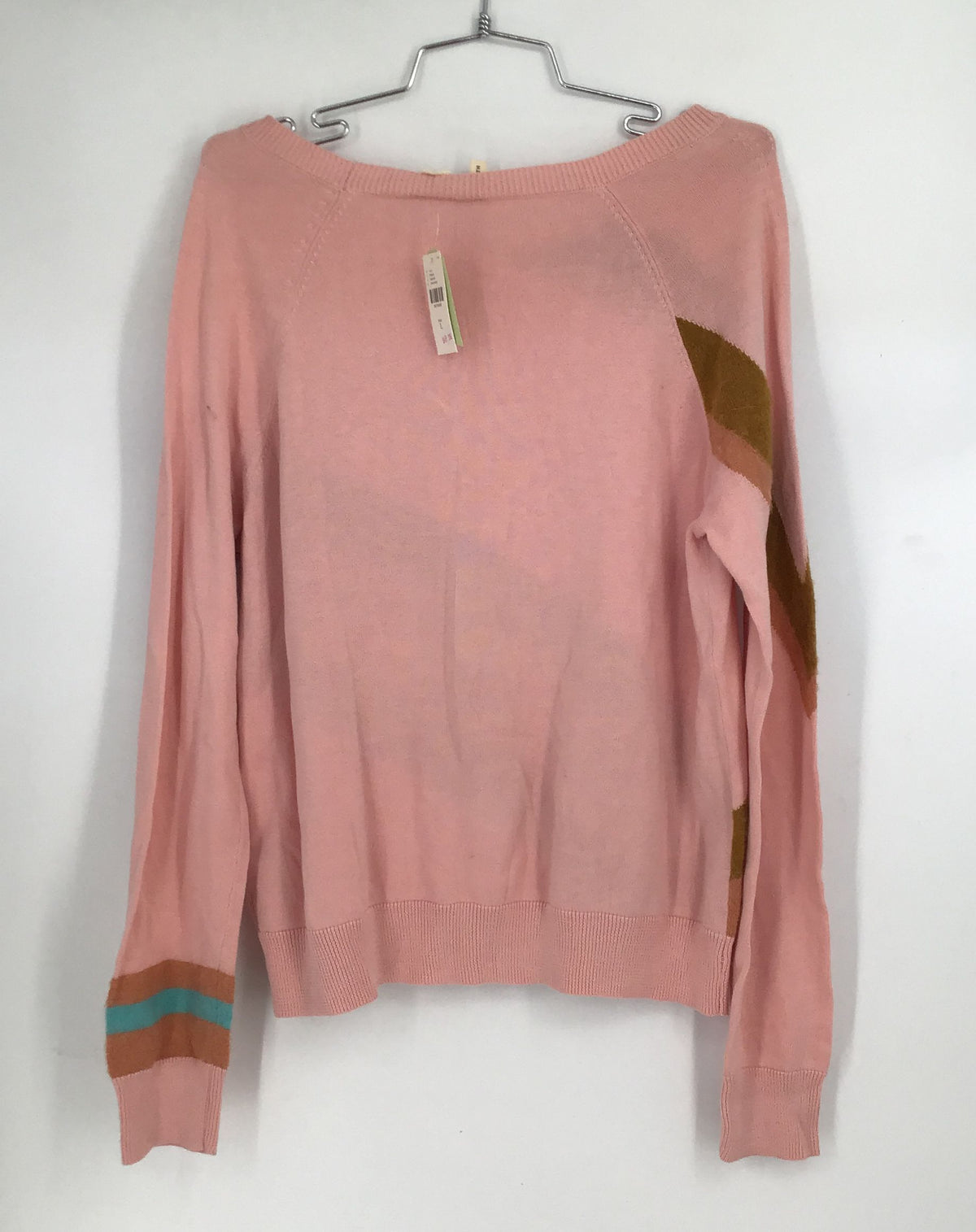 NWT Anthropologie Women&#39;s Pink Brown Long Sleeve Pullover Sweater - Size Large